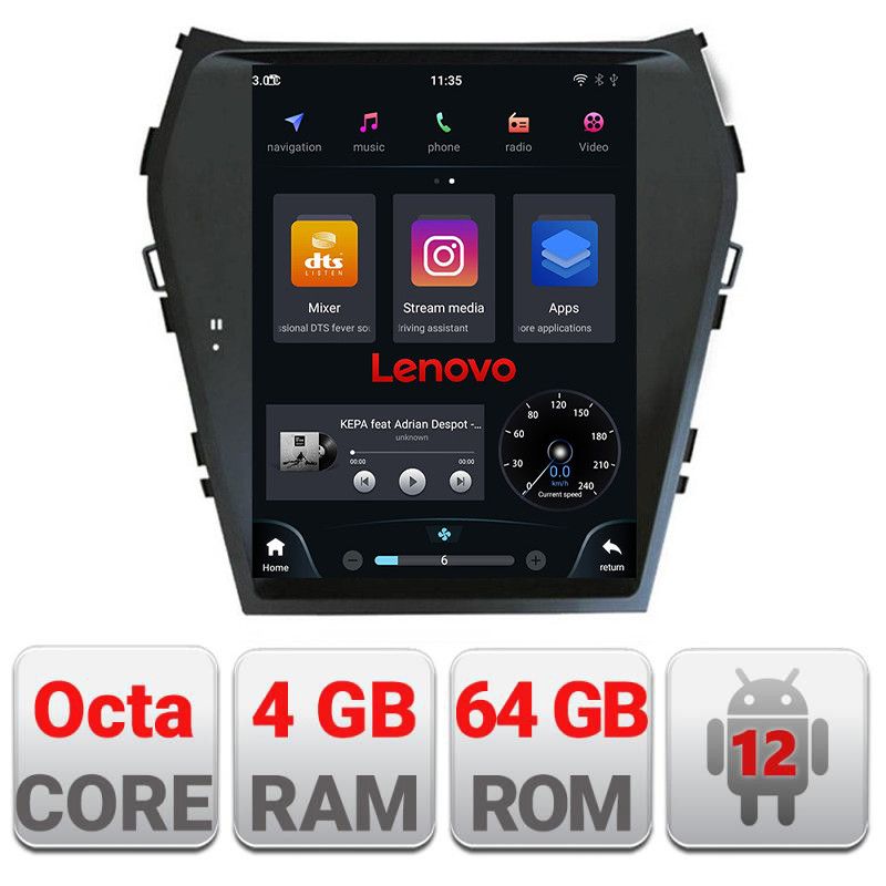 Navigatie Hyundai Santa Fe 2012-2018 tip tesla radio gps internet Qualcomm 8X 8+128 360 4G carplay android auto kit-tesla-209+