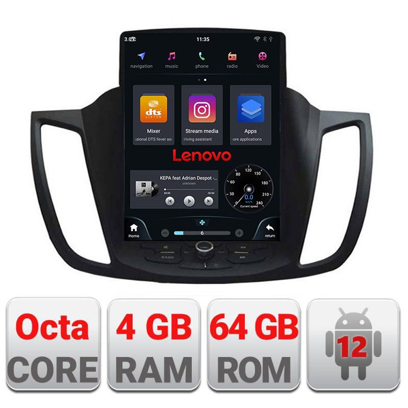 Navigatie Ford Kuga 2013-2020 tip tesla radio gps internet Qualcomm 8X 8+128 360 4G carplay android auto kit-tesla-362+ULTRA-9.7-8+128