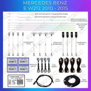 Lumini ambientale Mercedes E W212 2010-2015 dedicat set complet control telefon sau sistem original
