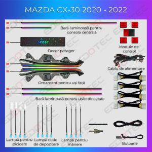 Lumini ambientale Mazda CX-30 2020-2022 dedicat set complet control telefon sau sistem original