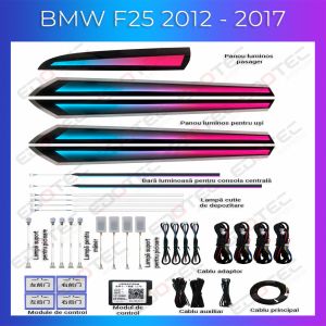 Lumini mbientale BMW X3 X4 (F25 F26) 2012 - 2017 model cu trimuri dedicat set complet control telefon sau sistem original