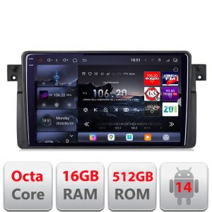 Navigatie BMW Seria 3 E46  1998-2005 Edotec Kit-052 8 core QLED 2K 16+512 360 Android Waze USB Navigatie Internet Youtube Radio