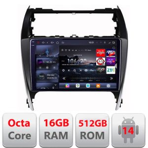 Navigatie Toyota Camry 2012-2018 Android radio gps internet 8 core QLED 2K 16+512 360 Edotec
