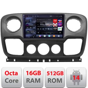 Navigatie Opel Movano, Renault Master 2010-2021 Android radio gps internet 8 core QLED 2K 16+512 360GB  Edotec V1