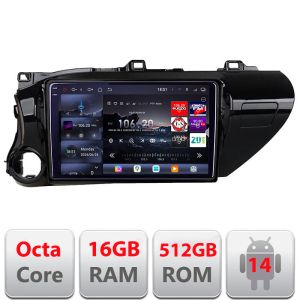 Navigatie Toyota Hilux 2016- Edotec Kit-TY59 8 core QLED 2K 16+512 360 Android Waze USB Navigatie Internet Youtube Radio