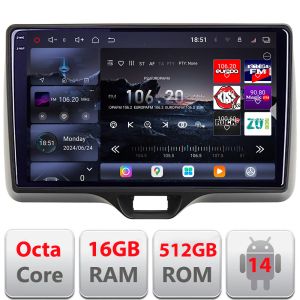 Navigatie Toyota Yaris 2020- Android radio gps internet 8 core QLED 2K 16+512 360 Edotec