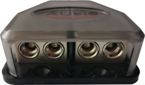 Kiváló minőségű táp-/földelosztó Audio System Z-DBG1-2 plusz-föld bemenet 1x10 - 25 mm2, plusz-föld kimenet 2x10 - 25 mm2