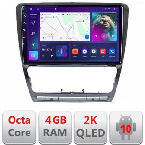 Navigatie Skoda Octavia 2 2005-2013 Manual C-005 Android Octa Core Ecran 2K QLED GPS 4G 4+32GB 360 KIT-005+EDT-E410-2K