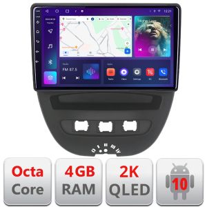 Navigatie Citroen C1 Peugeot 107 Toyota Aygo 2005-2014 Android ecran Qled 2K Octa core 4+32 KIT-C1+EDT-E410-2K v2