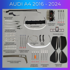 Lumini ambientale Audi A4 B9 2016-2024 cu 35 de lumini set complet control telefon sau sistem original
