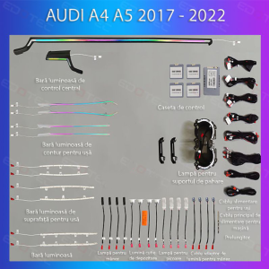 Lumini ambientale Audi A4 2017-2022 set complet lumini fara trimuri control telefon sau sistem original