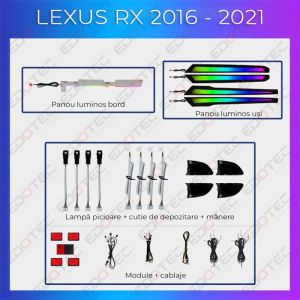 Lumini ambientale Lexus RX 2016-2021 set complet control telefon sau sistem original