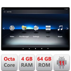 TRAVEL11.6A2-BMW01 Android monitor fejtámlára, dedikált tartóval, IPS érintőképernyővel, HD videó zenelejátszóval, TV-lejátszóval, HDMI bemenettel, WiFi-vel