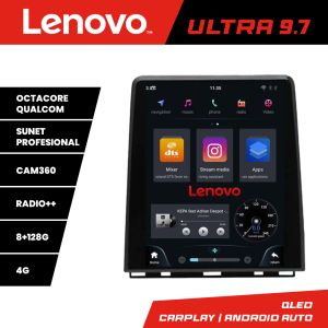 Navigatie dedicata Renault Clio 5 fara ecran color Lenovo Tesla Qled 9.7" Octacore Qualcomm 8 Gb RAM 128Gb Hdd 4G DSP profesional Carplay Android Auto 360 camere Bluetooth