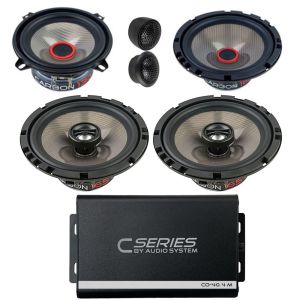 Pachet 2 Difuzoare Audio System Component CARBON 165 + 2 Difuzoare Carbon 165 Coaxiale + Amplificator 4X 60Watt RMS