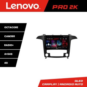 Navigáció Ford S-Max 2008-2012 Lenovo Kit-003 8 magos QLED 2K 4+64 360 Android Waze USB Internet Navigáció Youtube Rádió