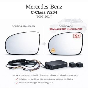 Senzor unghi mort Mercedes Benz C-Class W204 2007-2014 — oglindă dedicată