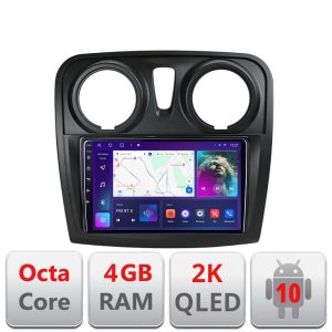 Navigatie Dacia Sandero Logan 2012-2020 C-sandero Android Octa Core Ecran 2K QLED GPS 4G 4+32GB 360 kit-sandero+EDT-E409-2K