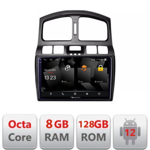 Navigatie HHyundai Santa Fe 2000-2006 Android Octa Core Qualcomm 2K Qled 8+128 DTS DSP 360 4G Optical