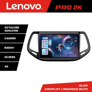 Navigatie Jeep Compass 2017 Lenovo Kit-739 8 core QLED 2K 12+256 360 Android Waze USB Navigatie Internet Youtube Radio